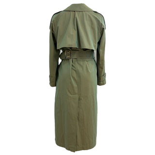 Burberry Iridescent Khaki Green Belted Trench Coat
