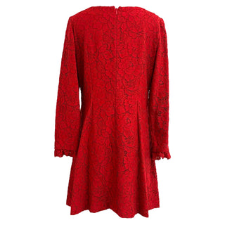 Saint Laurent Red Lace Dress with Black Velvet Bow