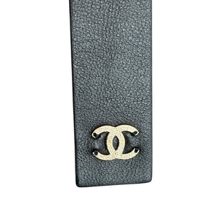 Chanel Black Leather & Gold-Tone Chain CC Tie Belt