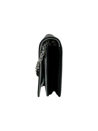 Chanel Black Lambskin Silver CC Wallet On Chain Bag