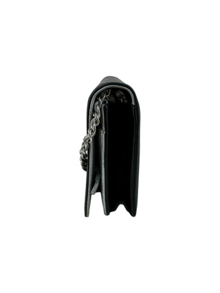 Chanel Black Lambskin Silver CC Wallet On Chain Bag