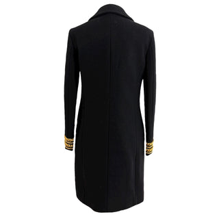 Moschino Black Wool Coat with Gold Chain Cuff Detail