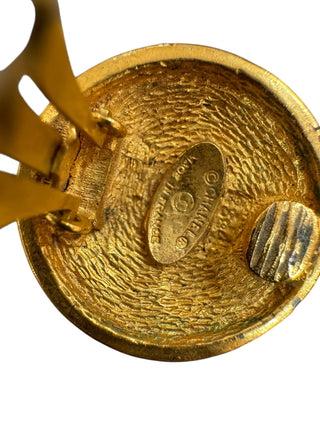 Chanel Vintage Quilted Gold-Tone Round Earrings With CC Logo