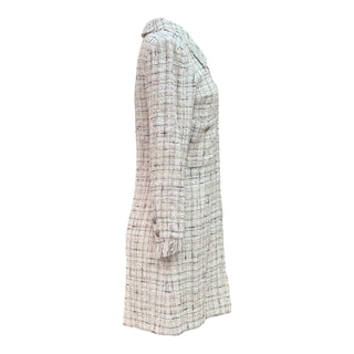 Chanel Pink & White Checkered Tweed Long Sleeve Mini Dress
