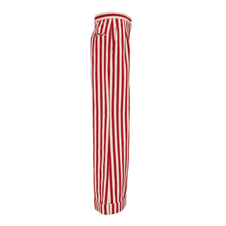 Chanel Red & White Striped Wide Leg Pants