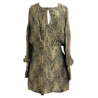 Saint Laurent Gold Metallic Firework Jacquard Mini Dress