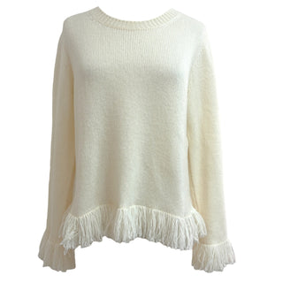 Christian Dior Cream Fringe Cashmere Knit Sweater