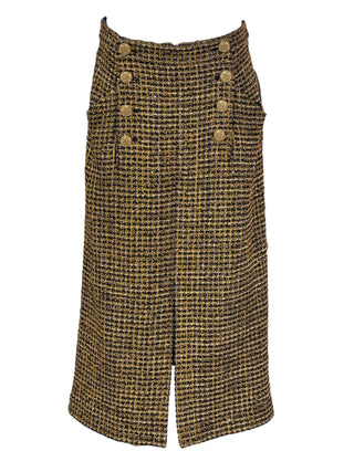 Chanel Vintage Gold Button Tweed Skirt