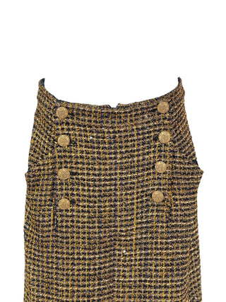 Chanel Vintage Gold Button Tweed Skirt