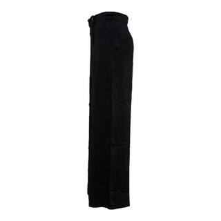 Chanel Black Acetate Wide Leg Pants with CC Button Detail