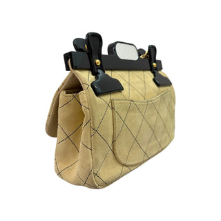 Chanel Beige Suede 2.55 Mini 224 Reissue Hangar Flap Bag With Gold Hardware