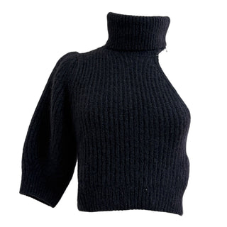 Celine Black Asymmetric Wool Turtleneck Sweater