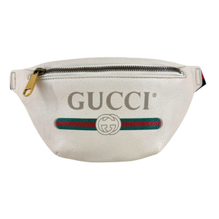 Gucci White Leather Logo Waist Pouch