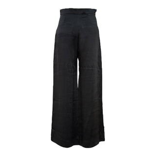 Chanel Black Acetate Wide Leg Pants with CC Button Detail