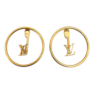 Louis Vuitton Gold Eclipse LV Hoop Earrings