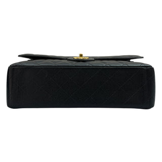 Chanel Black Maxi Double Flap Bag In Caviar Leather With Gold Hardware