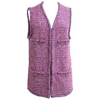 Chanel Purple Tweed Gilet With Braided Trim