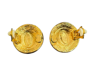 Chanel Vintage Gold CC Medallion Clip-On Earrings