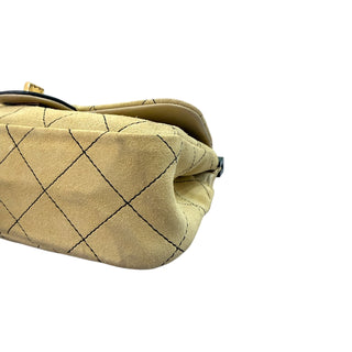 Chanel Beige Suede 2.55 Mini 224 Reissue Hangar Flap Bag With Gold Hardware