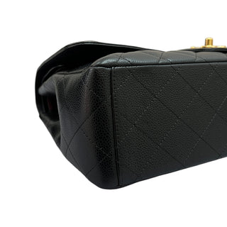 Chanel Black Maxi Double Flap Bag In Caviar Leather With Gold Hardware
