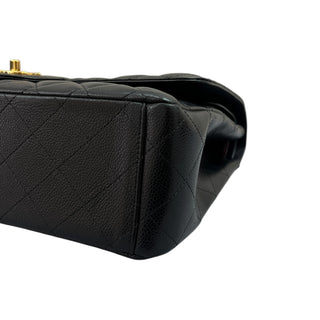 Chanel Black Maxi Double Flap Bag In Caviar Leather With Gold Hardware