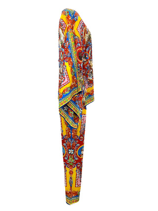 Dolce & Gabbana Carretto Silk Kimono Top And Trousers Set