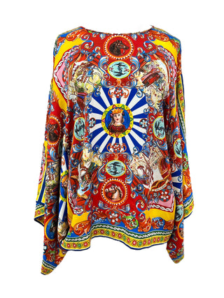 Dolce & Gabbana Carretto Silk Kimono Top And Trousers Set