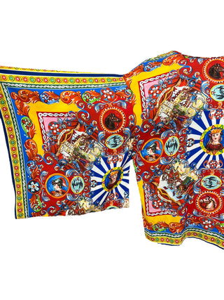 Dolce & Gabbana Carretto Silk Kimono Top And Trousers Set