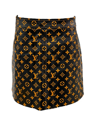 Louis Vuitton Monogram Printed Leather Mini Skirt