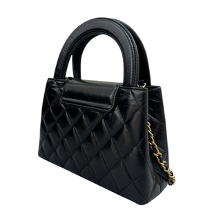 Chanel Black Shiny Aged Calfskin Quilted Mini Kelly Shopper Bag