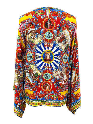 Dolce & Gabbana Carretto Silk Kimono Top And Trousers Set