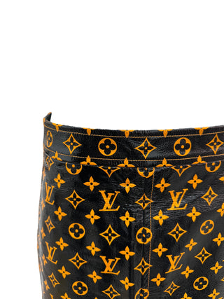 Louis Vuitton Monogram Printed Leather Mini Skirt