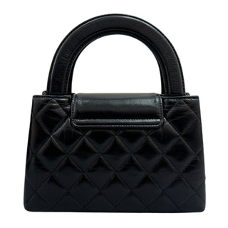 Chanel Black Shiny Aged Calfskin Quilted Mini Kelly Shopper Bag