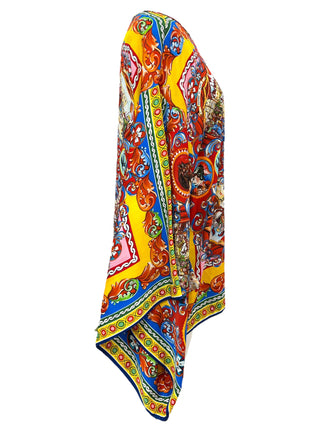 Dolce & Gabbana Carretto Silk Kimono Top And Trousers Set