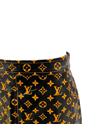 Louis Vuitton Monogram Printed Leather Mini Skirt