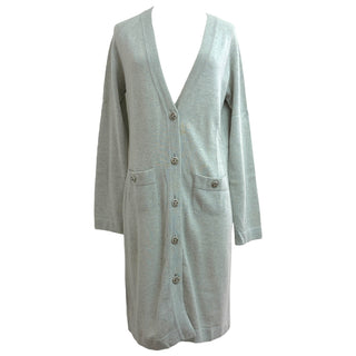 Chanel Light Grey Longline Cashmere Cardigan