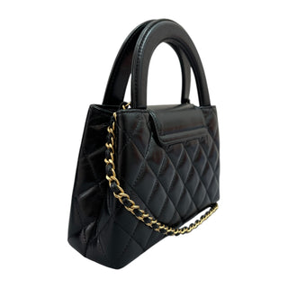 Chanel Black Shiny Aged Calfskin Quilted Mini Kelly Shopper Bag