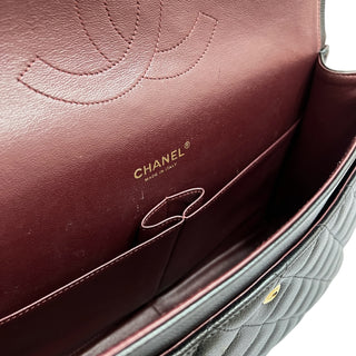 Chanel Black Maxi Double Flap Bag In Caviar Leather With Gold Hardware
