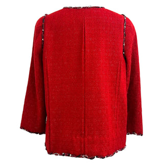 Chanel Red Tweed Jacket With Contrast Braided Trim