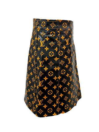 Louis Vuitton Monogram Printed Leather Mini Skirt