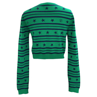 Louis Vuitton Green & Navy Star Stripe Cropped Cardigan