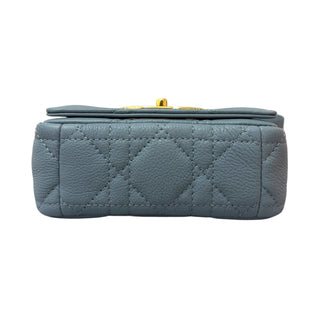 Christian Dior Caro Micro Bag In Grey Cannage Leather With Gold Hardware