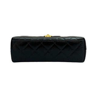 Chanel Black Shiny Aged Calfskin Quilted Mini Kelly Shopper Bag