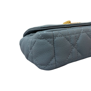 Christian Dior Caro Micro Bag In Grey Cannage Leather With Gold Hardware