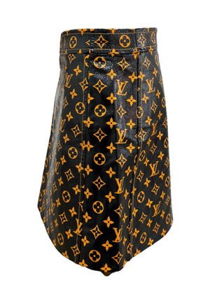 Louis Vuitton Monogram Printed Leather Mini Skirt