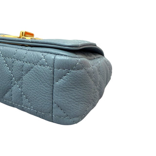 Christian Dior Caro Micro Bag In Grey Cannage Leather With Gold Hardware