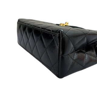 Chanel Black Shiny Aged Calfskin Quilted Mini Kelly Shopper Bag