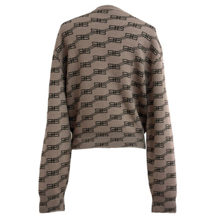 Balenciaga Taupe Logo Chain Knit Sweater