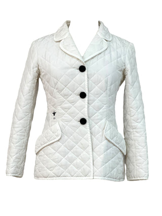 Christian Dior White Quilted Button-Front Blazer
