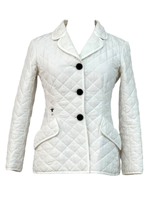 Christian Dior White Quilted Button-Front Blazer